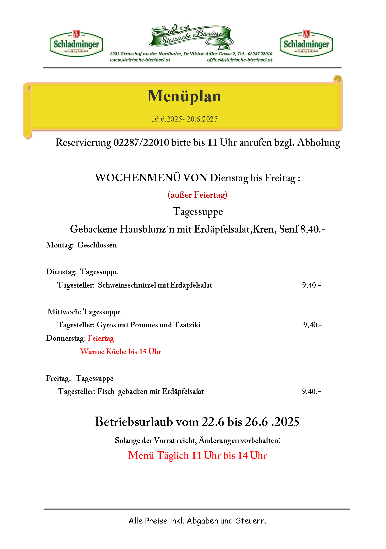 menuplan kw25